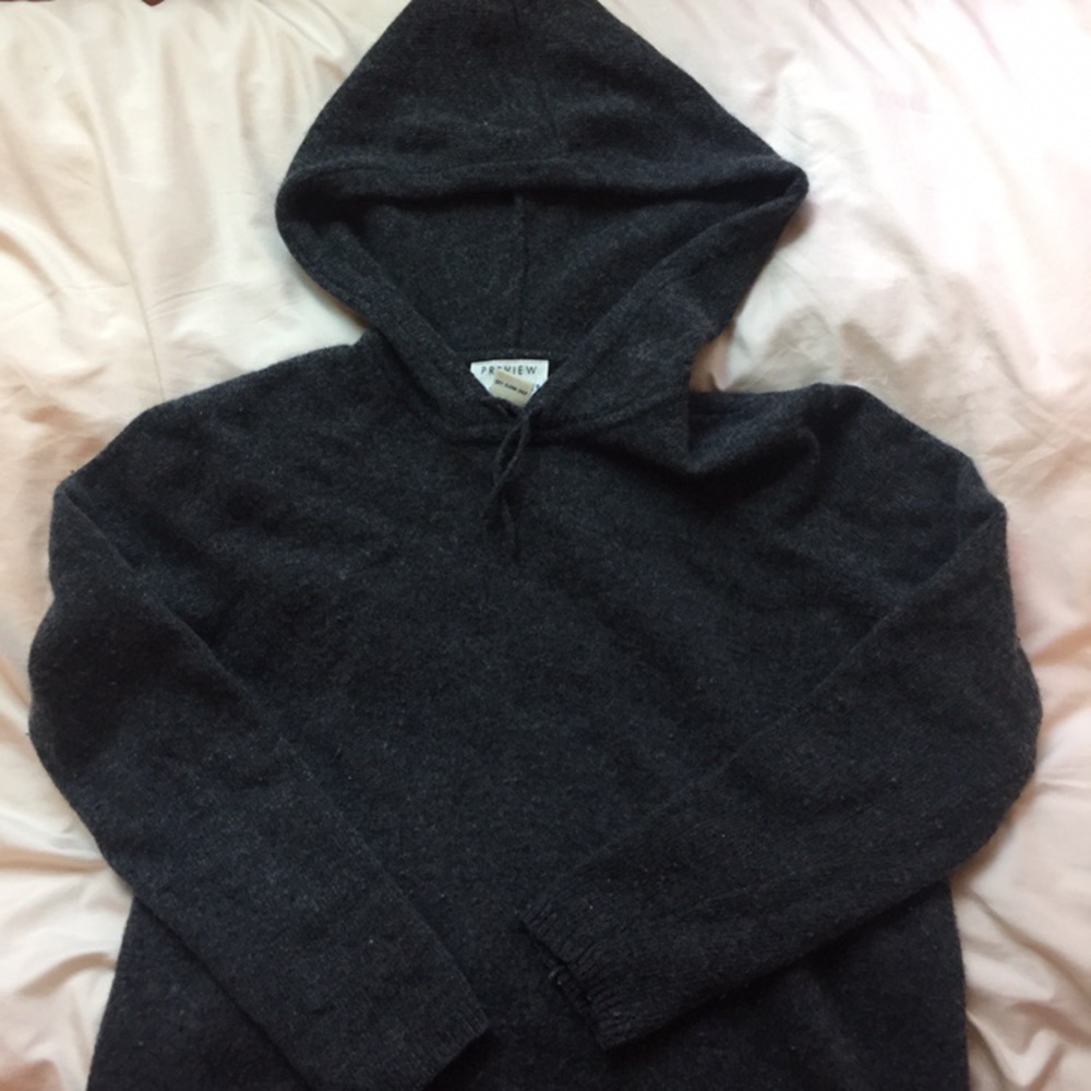 simple black lambswool hoodie